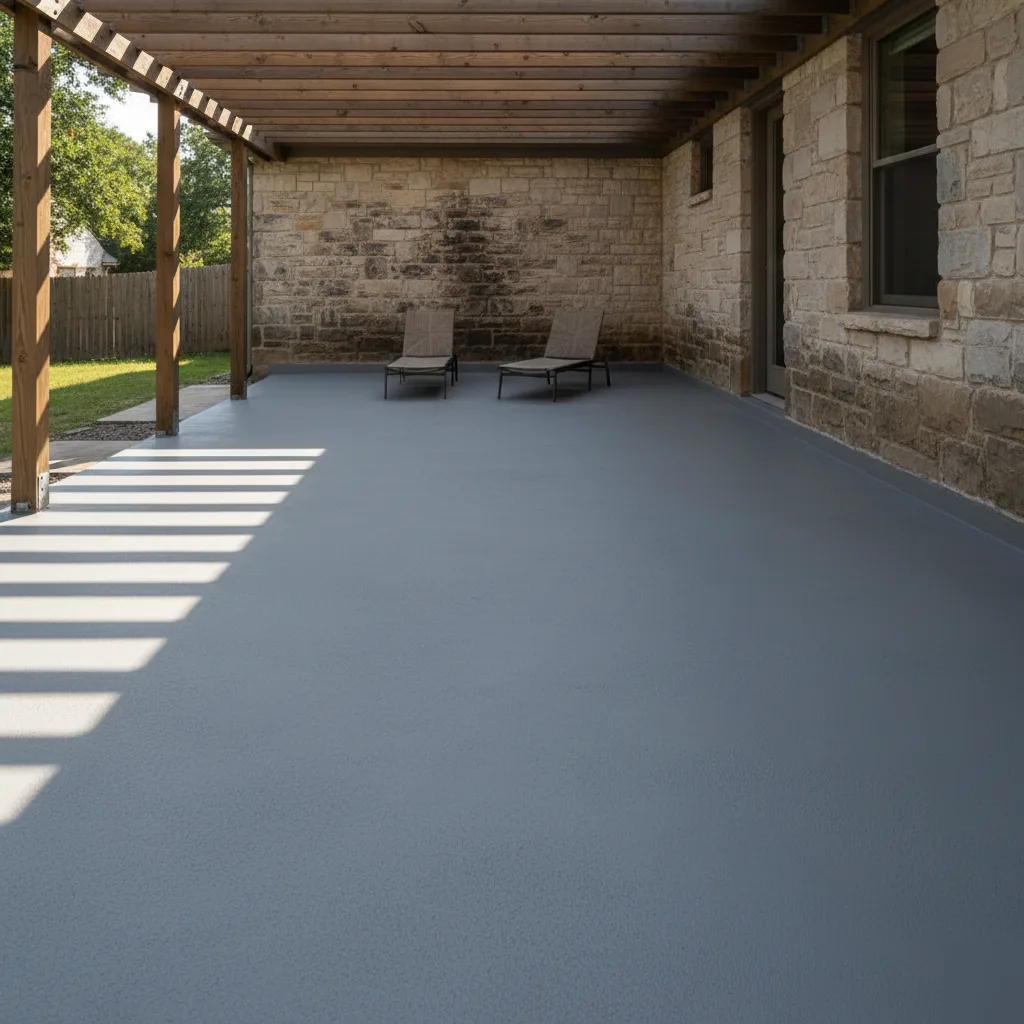 Finished concrete resurfacing result on an Austin patio