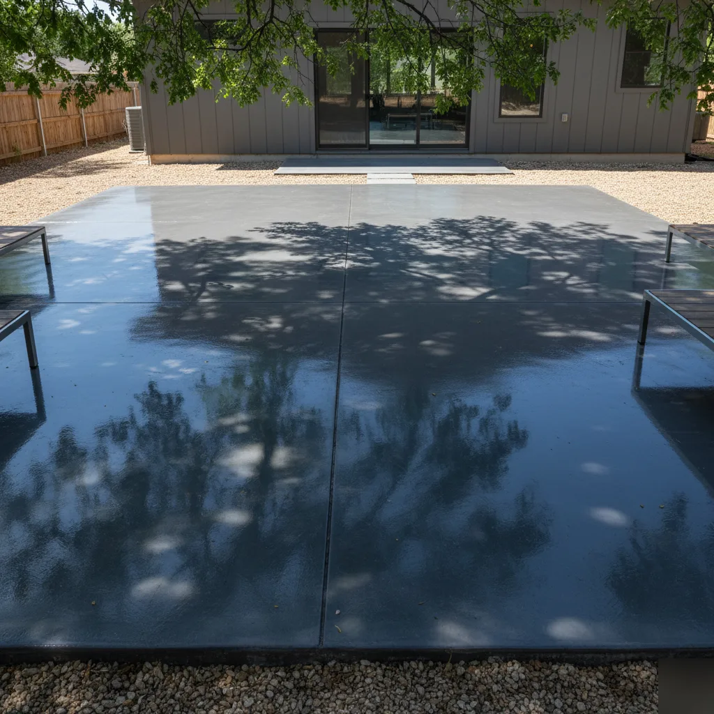 Sealed concrete patio, finished result in Austin