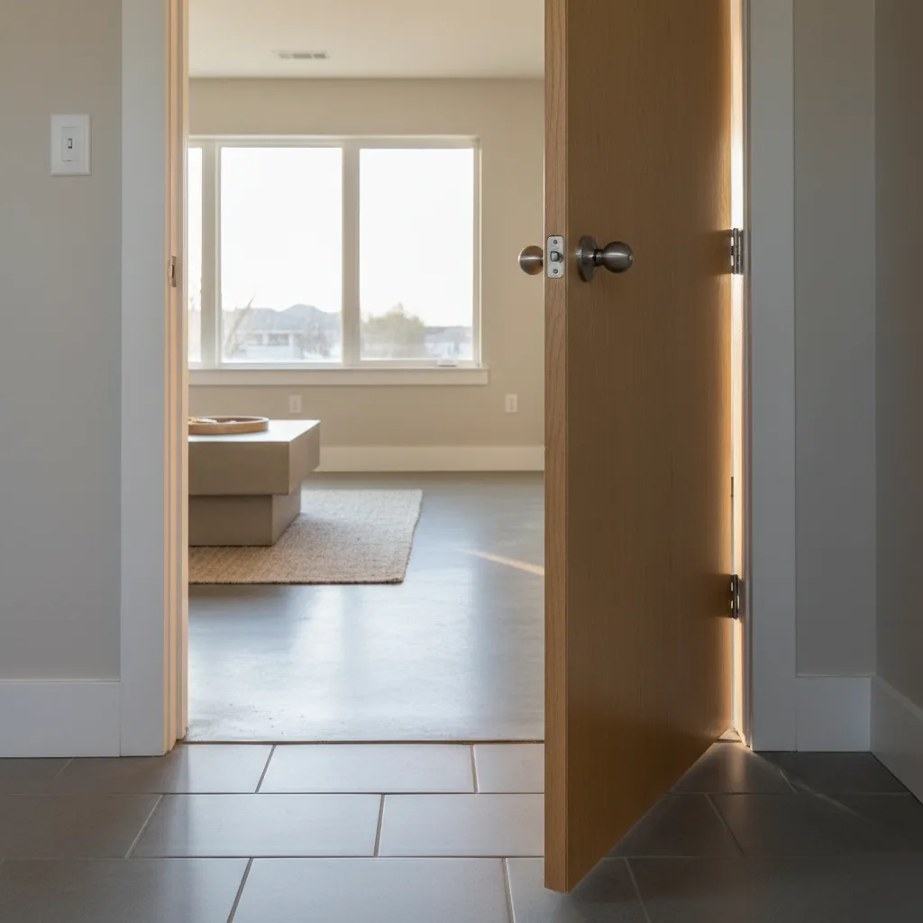 Properly aligned door after a completed foundation repair in an Austin home