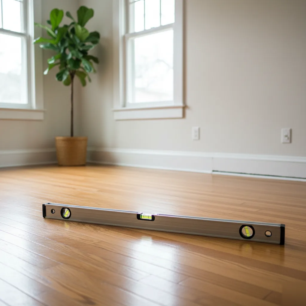 Leveled hardwood floor after house leveling in an Austin home