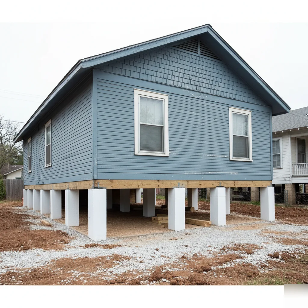 House raising completed with new piers on an Austin residential property