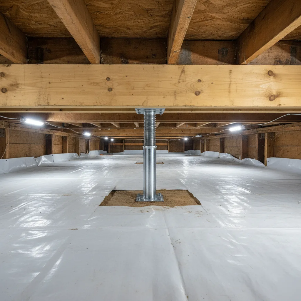 Pier and beam foundation repair with a new steel pier in Austin