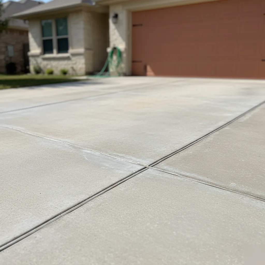 Repaired concrete driveway finished result in San Antonio