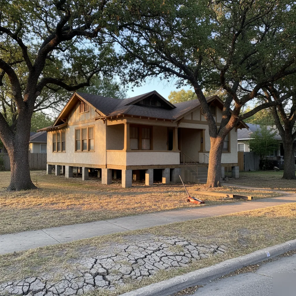 Pier and beam bungalow foundation on clay soil in San Antonio