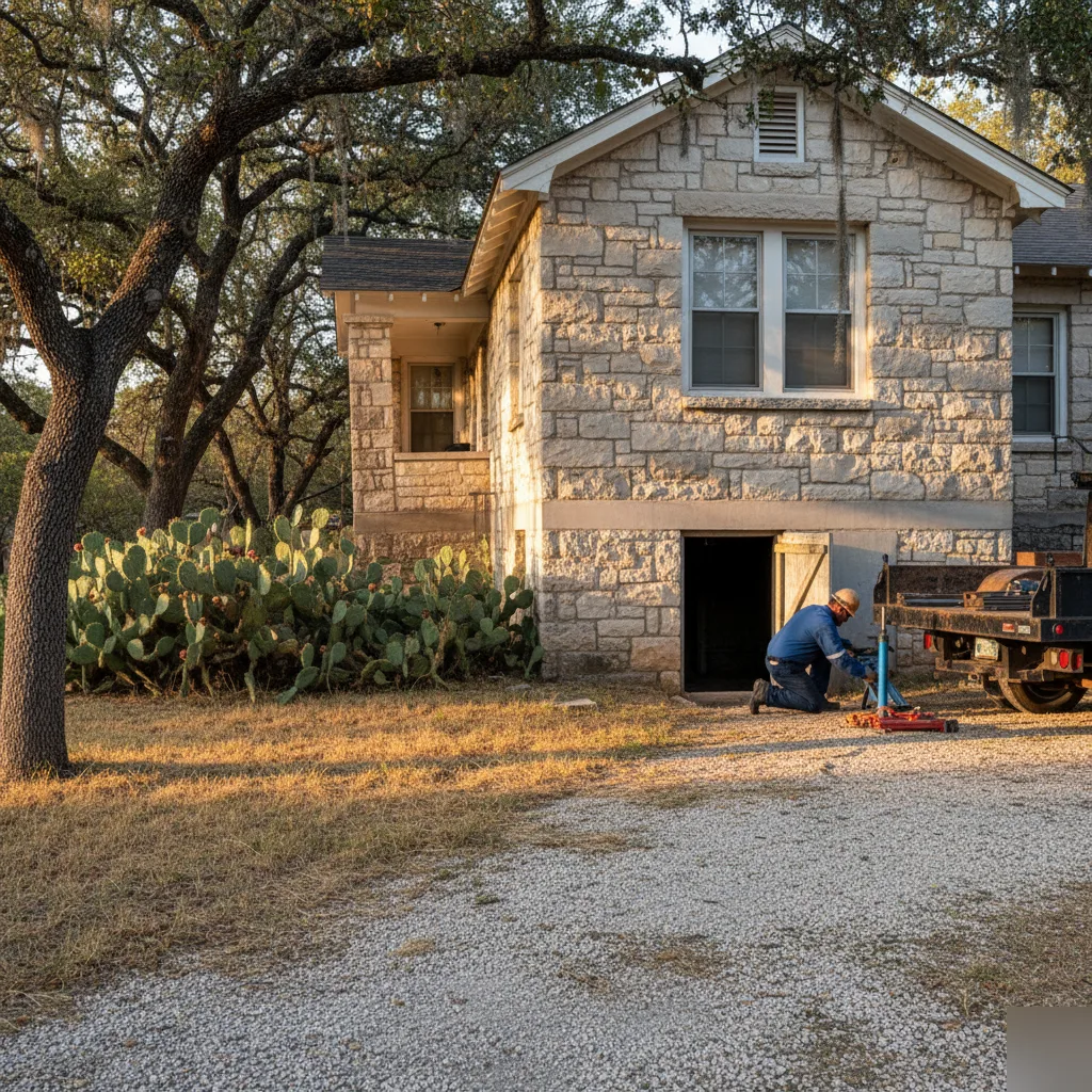 Pier and beam foundation repair on a San Antonio limestone bungalow