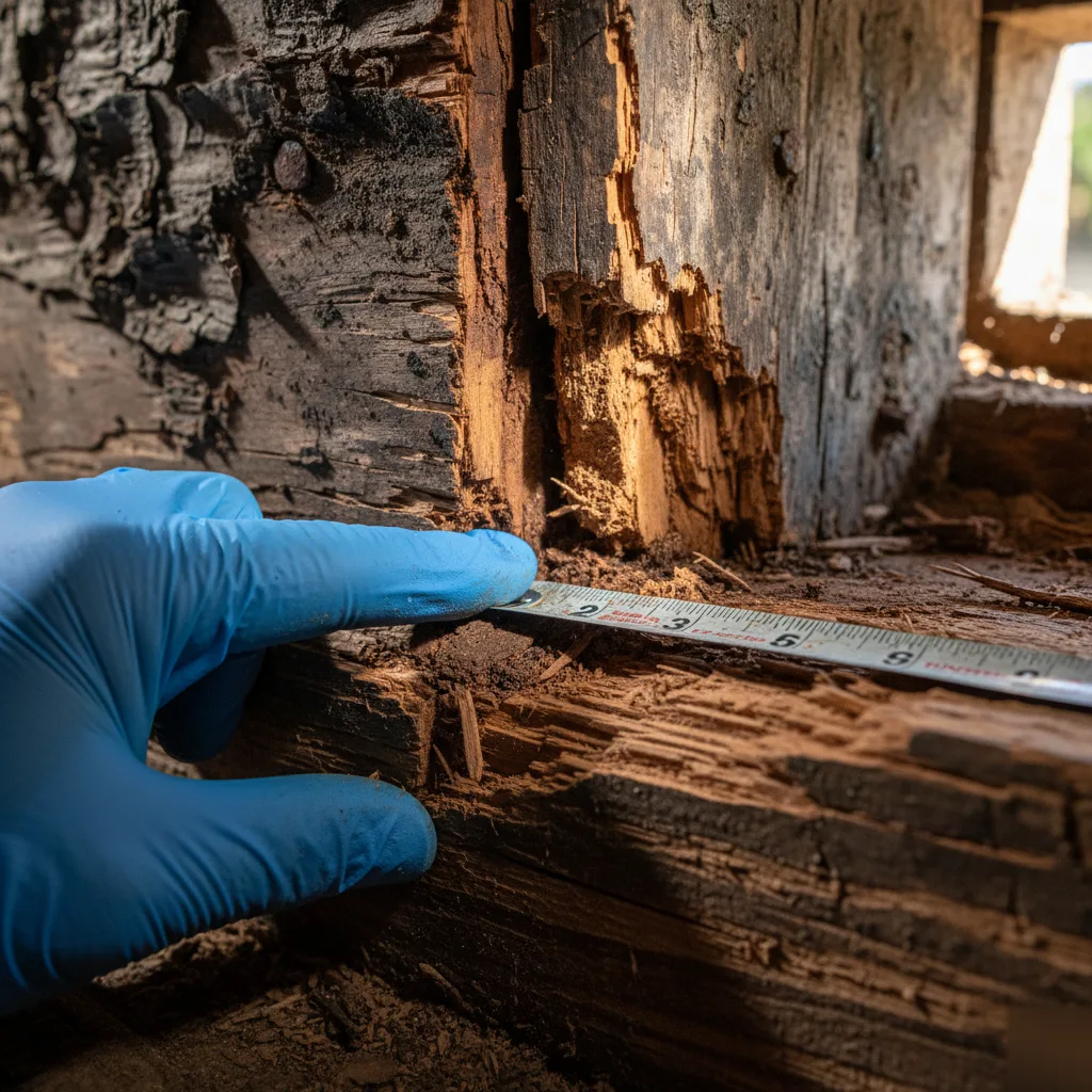 Wood rot and cracked beam on a pier and beam foundation in San Antonio